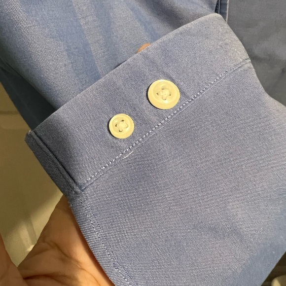 LL BEAN WRINKLE RESISTANT BLUE SHORT SLEEVE BUTTON DOWN SHIRT - Picture 5 of 7